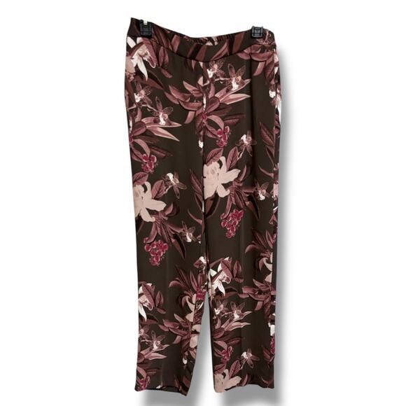 Chico's El Cielo Wide Leg Print Pants Floral Pink Mauve Cream Size 00R or 2R - Picture 2 of 5